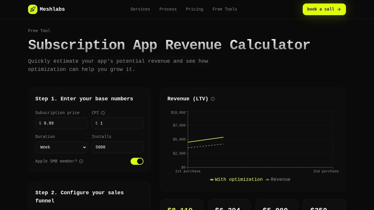 Subscription App Revenue Calcu website preview