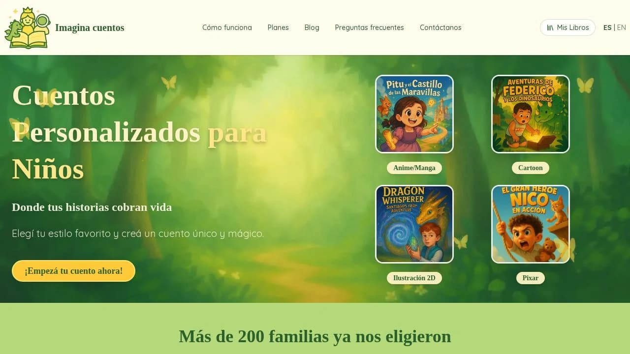 Imagina Cuentos website preview