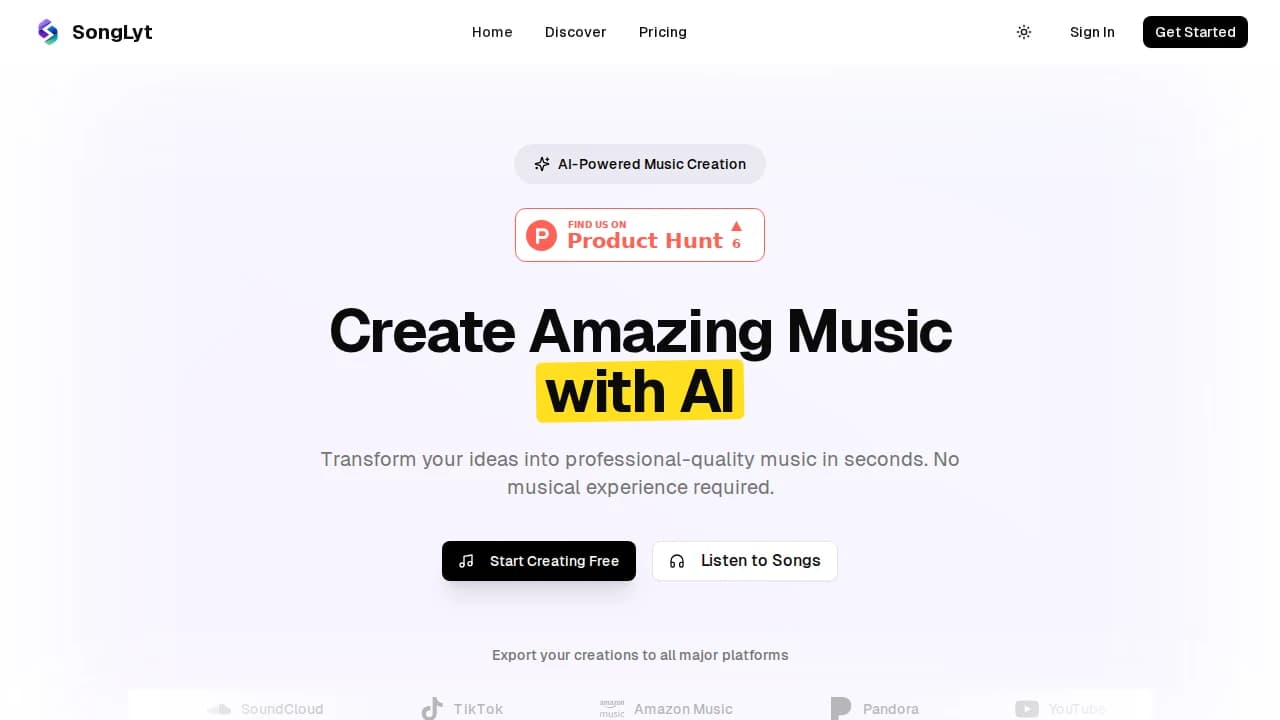 Create Amazing Music with AI website preview