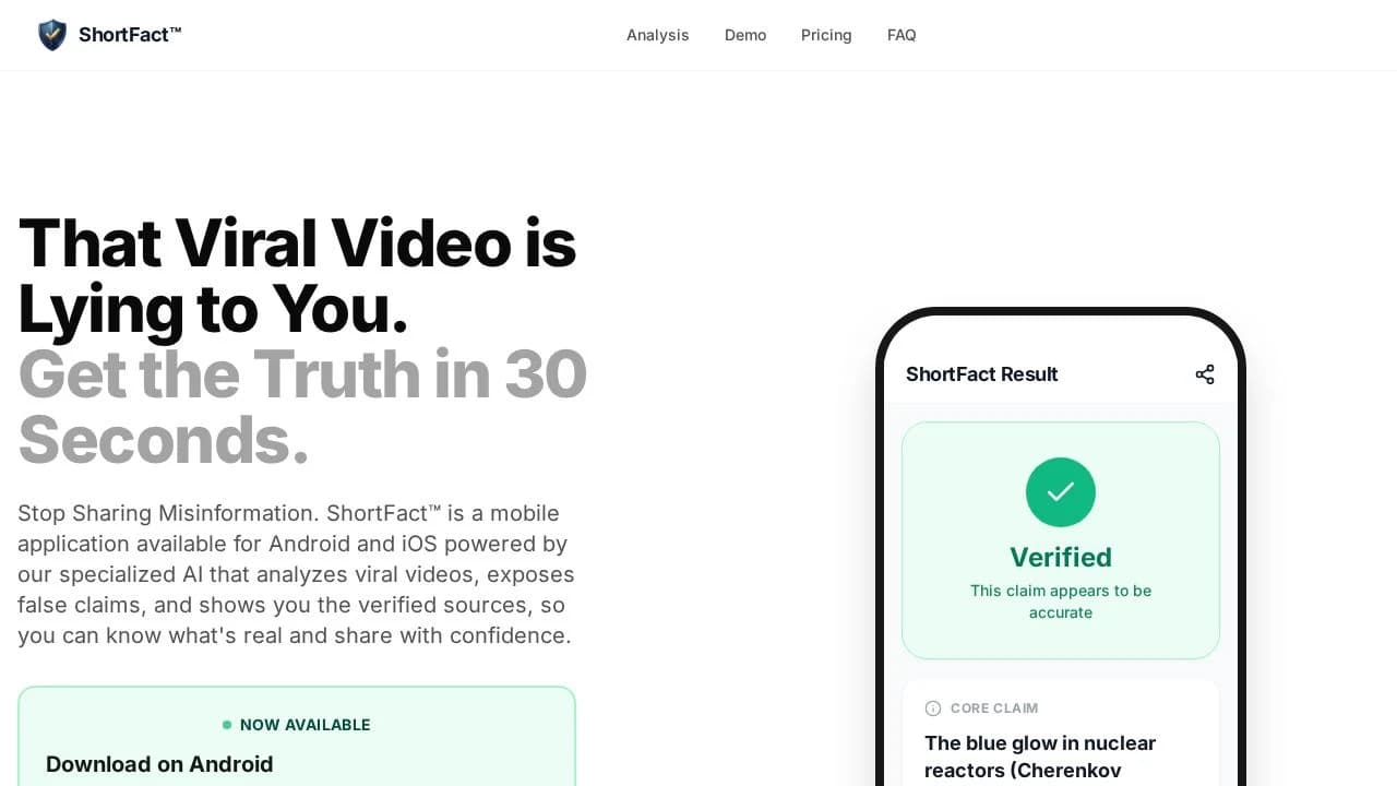 ShortFact website preview
