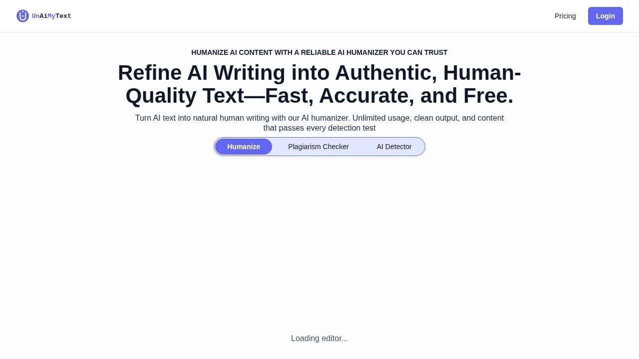 Un AI my text website preview