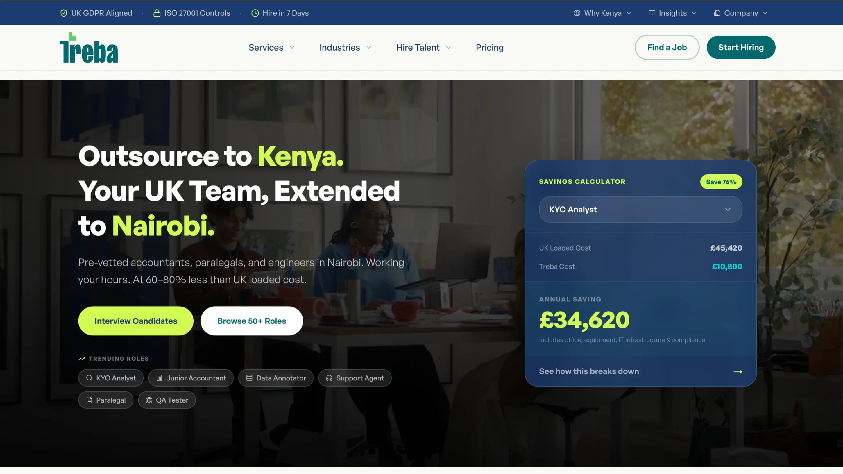 Treba website preview