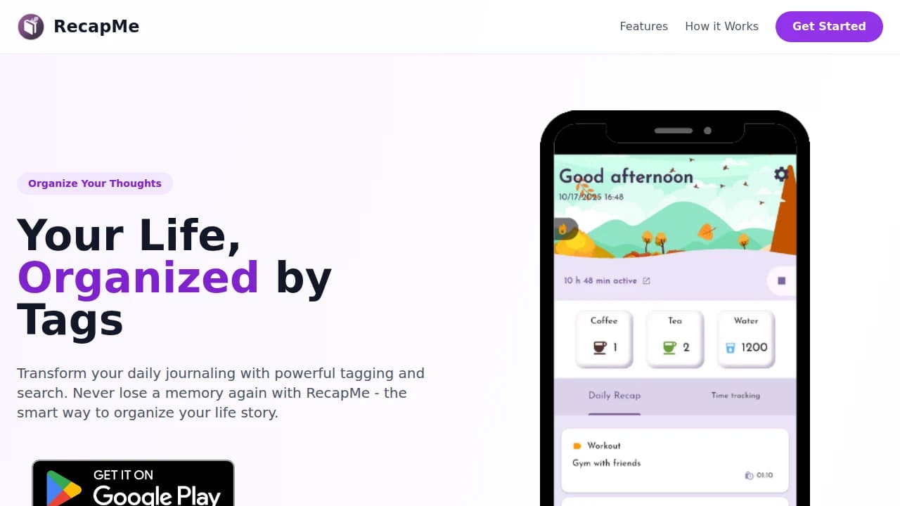 recapme.app website preview
