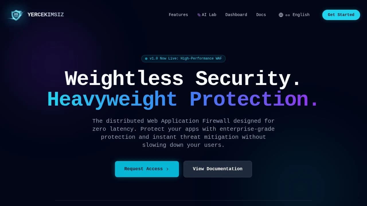 Yercekimsiz WAF website preview