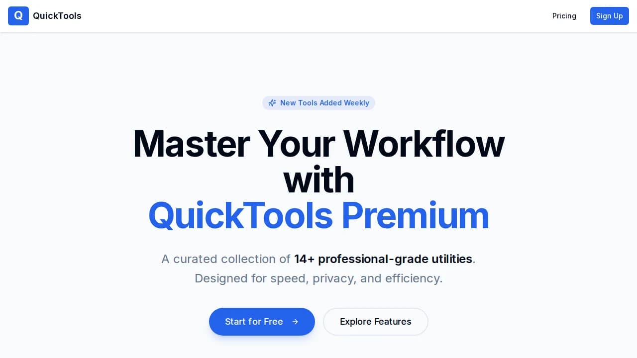 QuickTools website preview