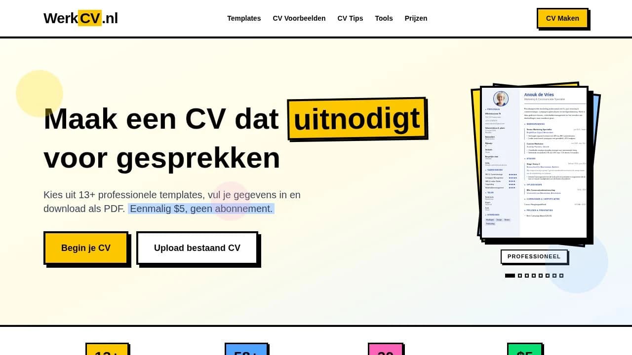 WerkCV website preview