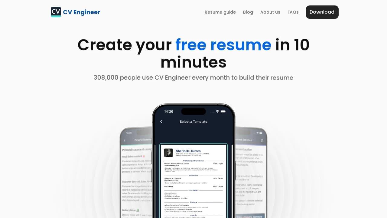 CV Engineer website preview