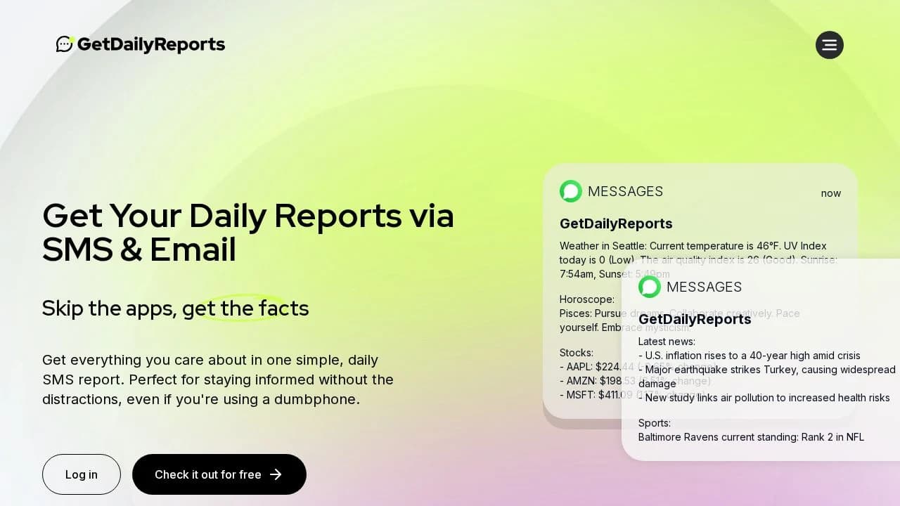 GetDailyReports website preview
