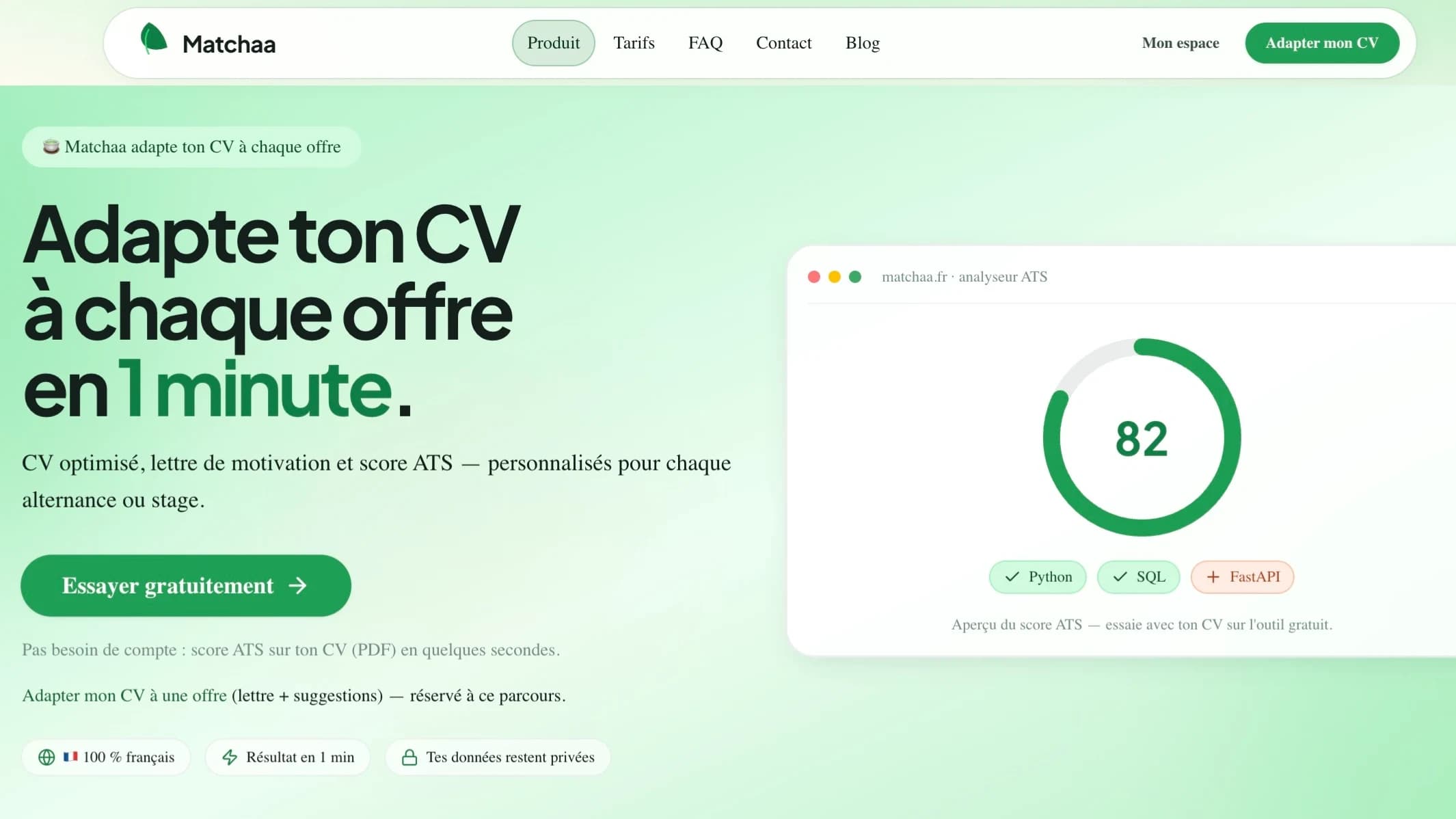 Matchaa website preview