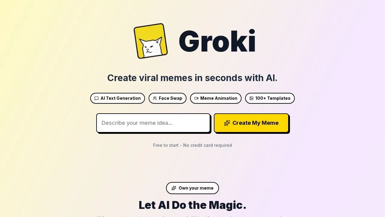 Groki.meme website preview