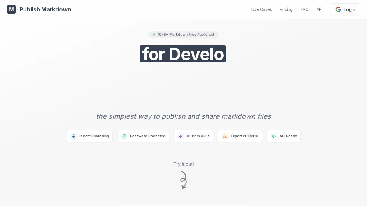 Publish Markdown website preview