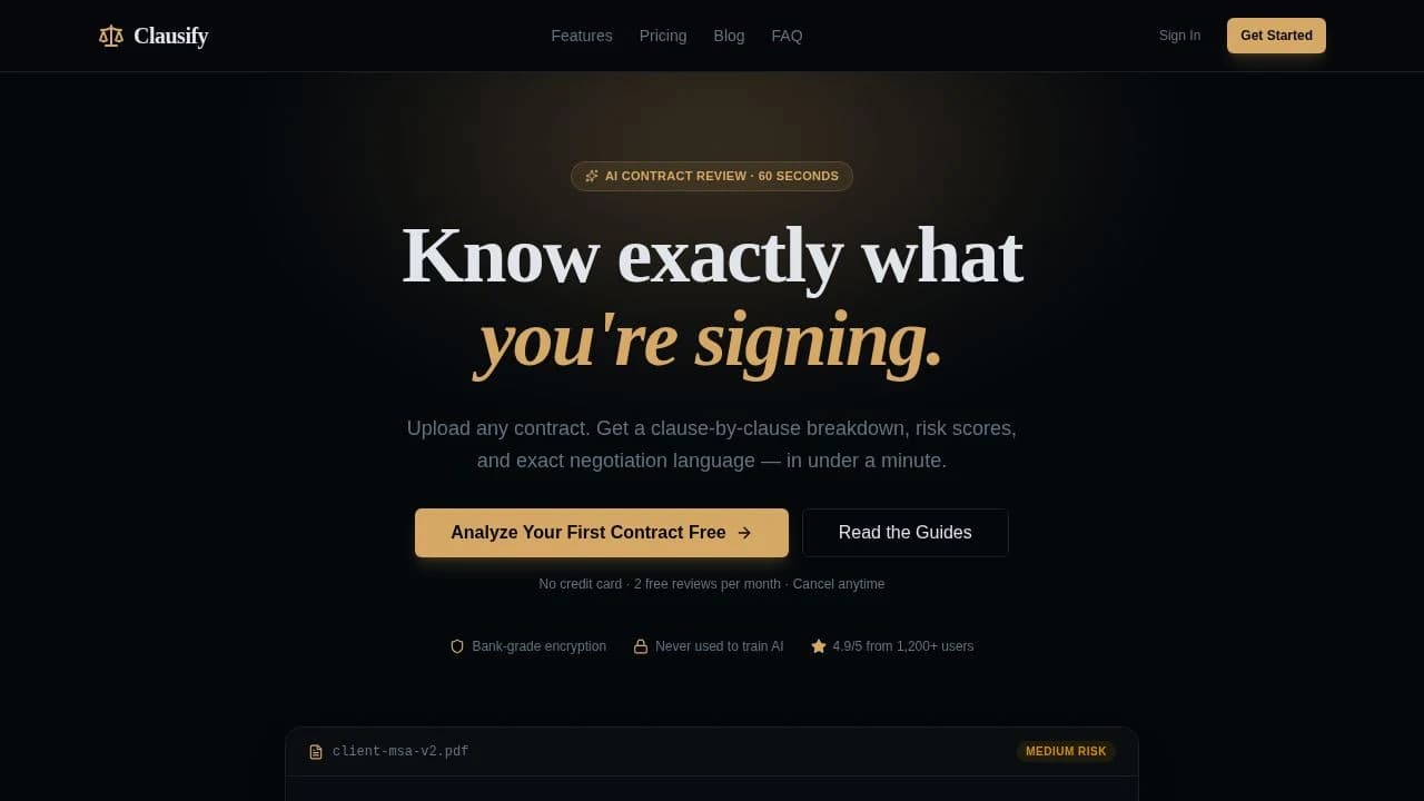 Clausify website preview