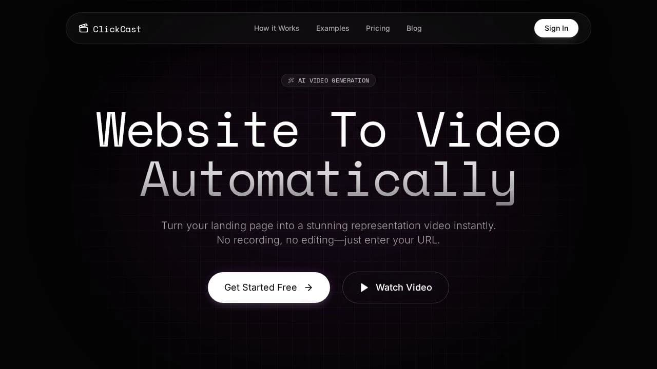 Clickcast website preview