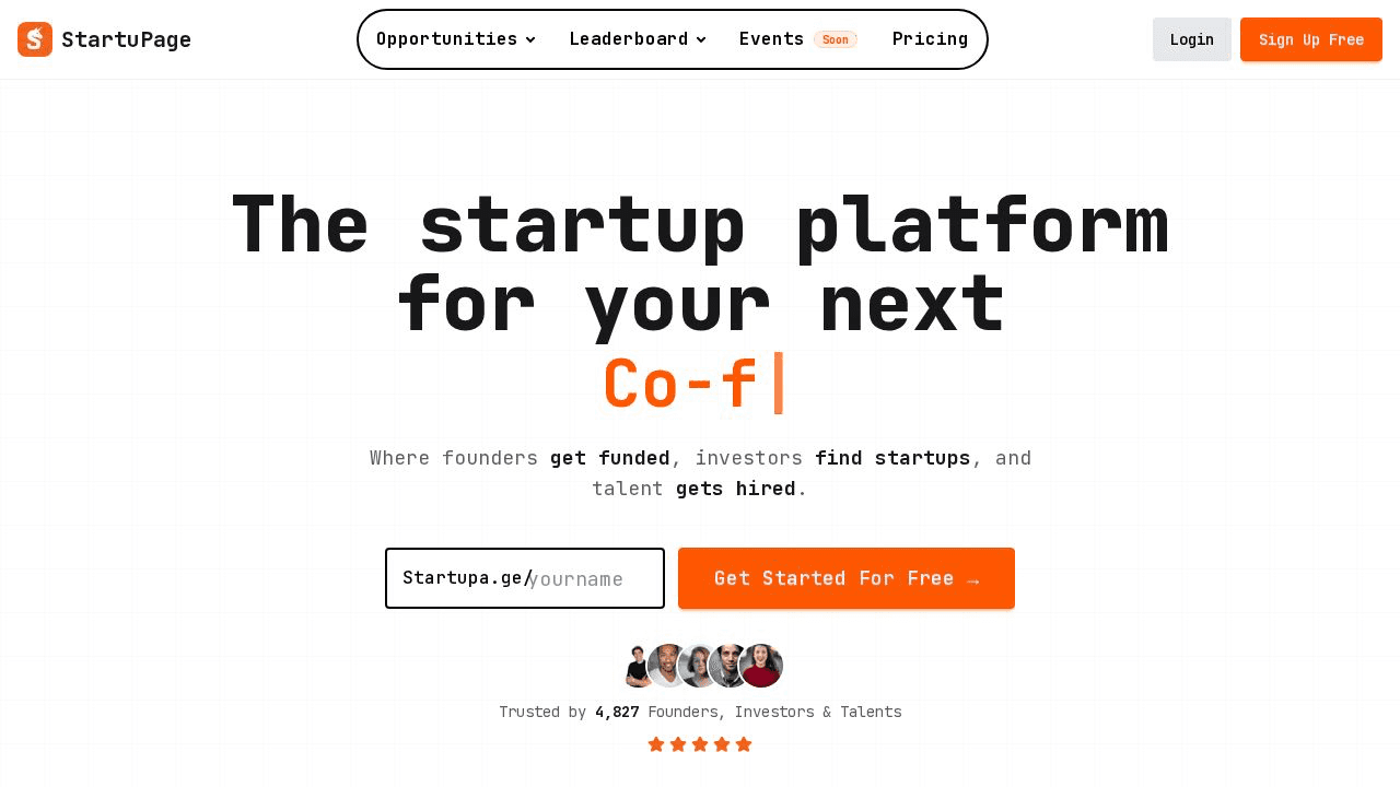 StartuPage website preview