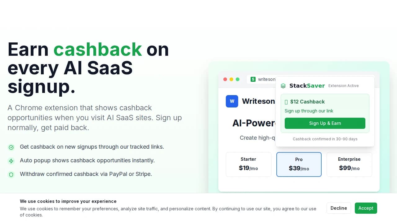 StackSaver website preview