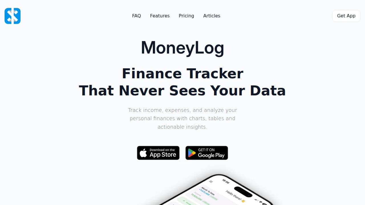 moneylog-landing website preview