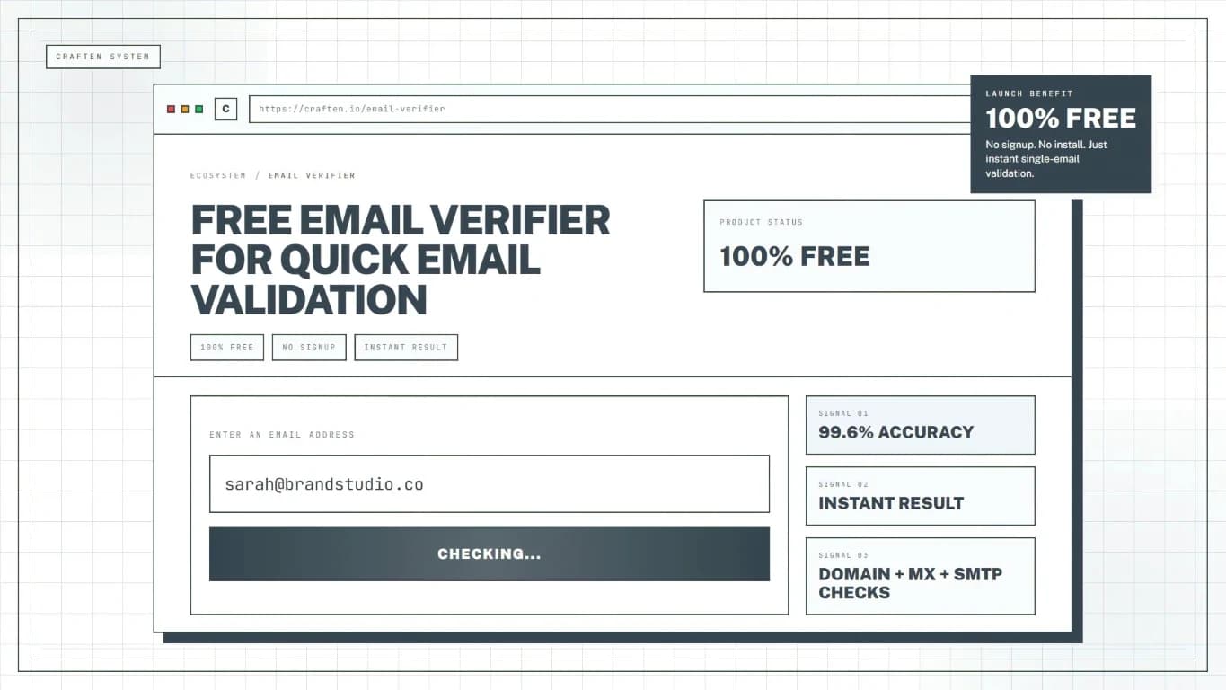 100% Free Email Verifier website preview