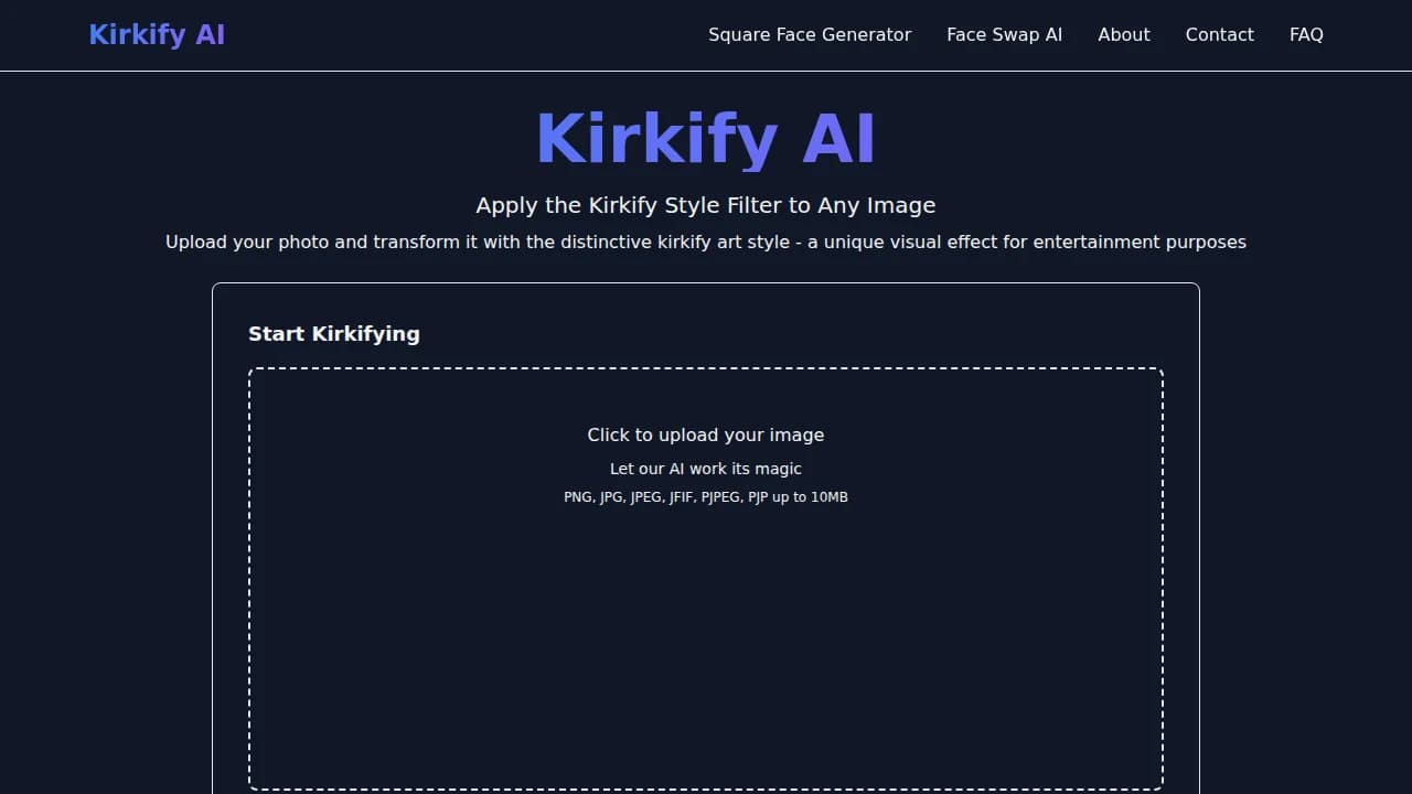 Kirkify AI website preview