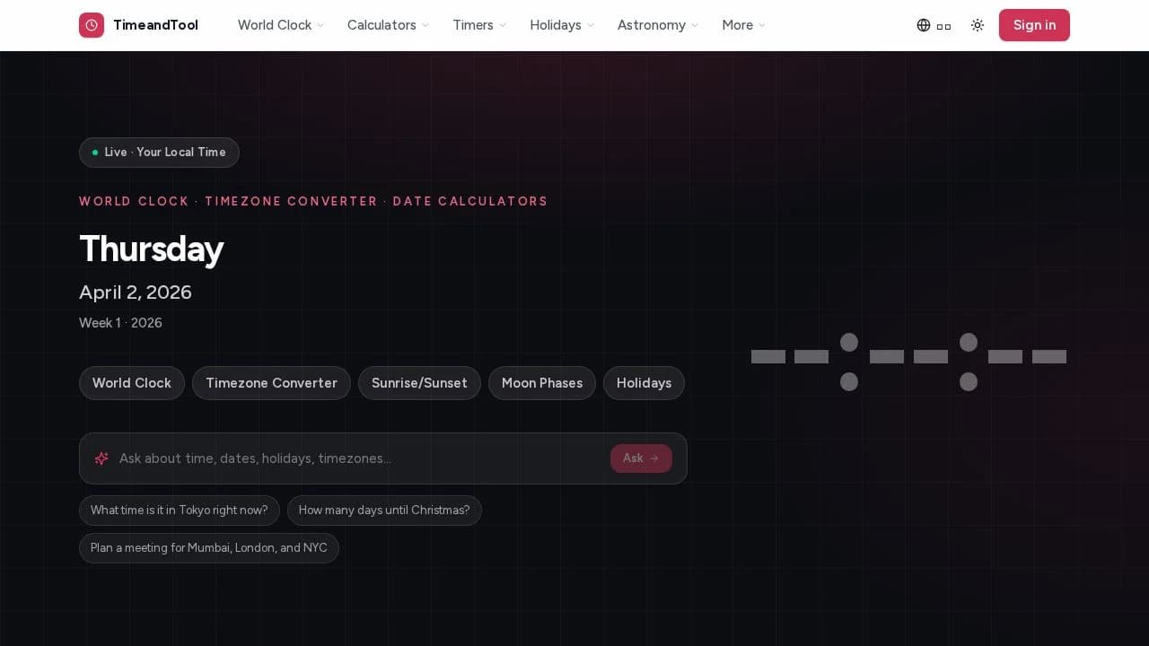 Time and Tool website preview