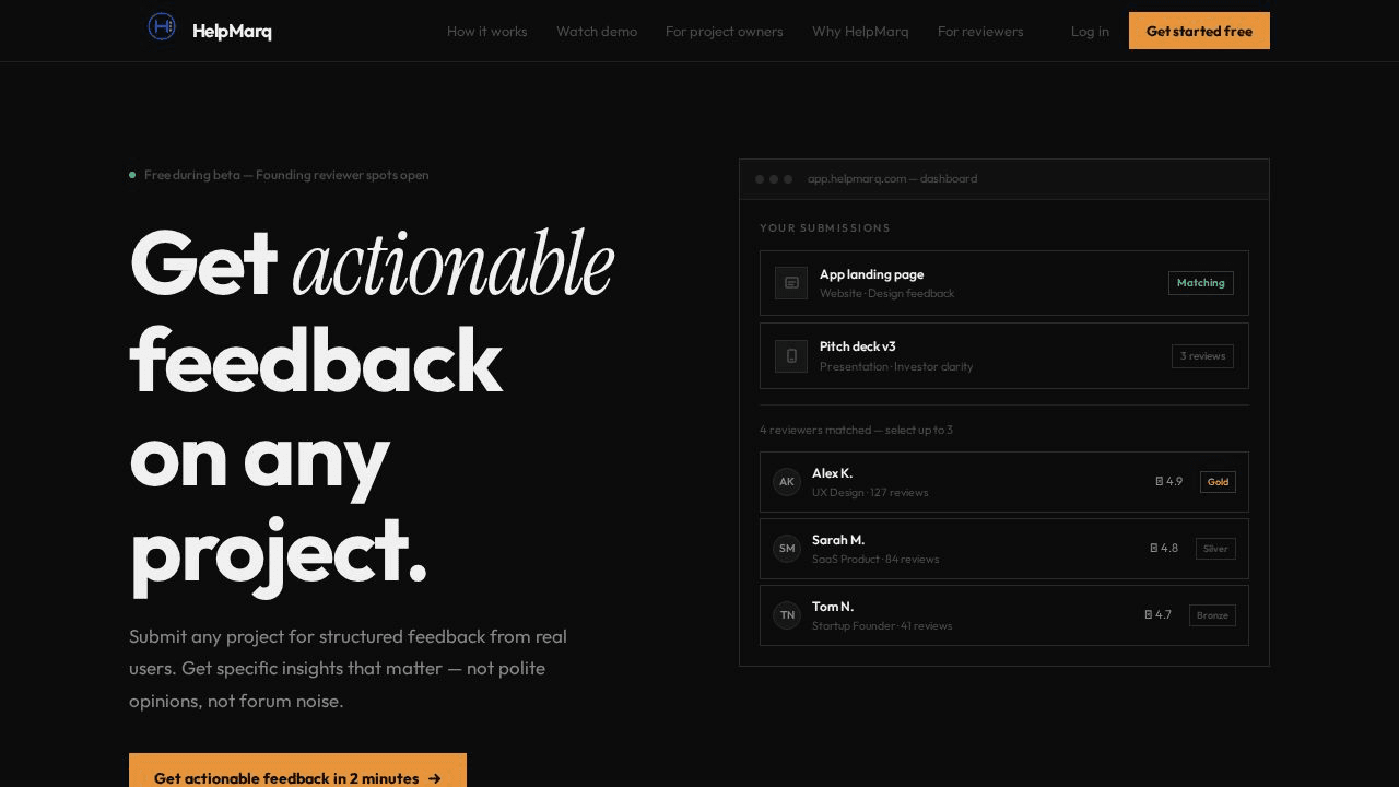 Helpmarq website preview