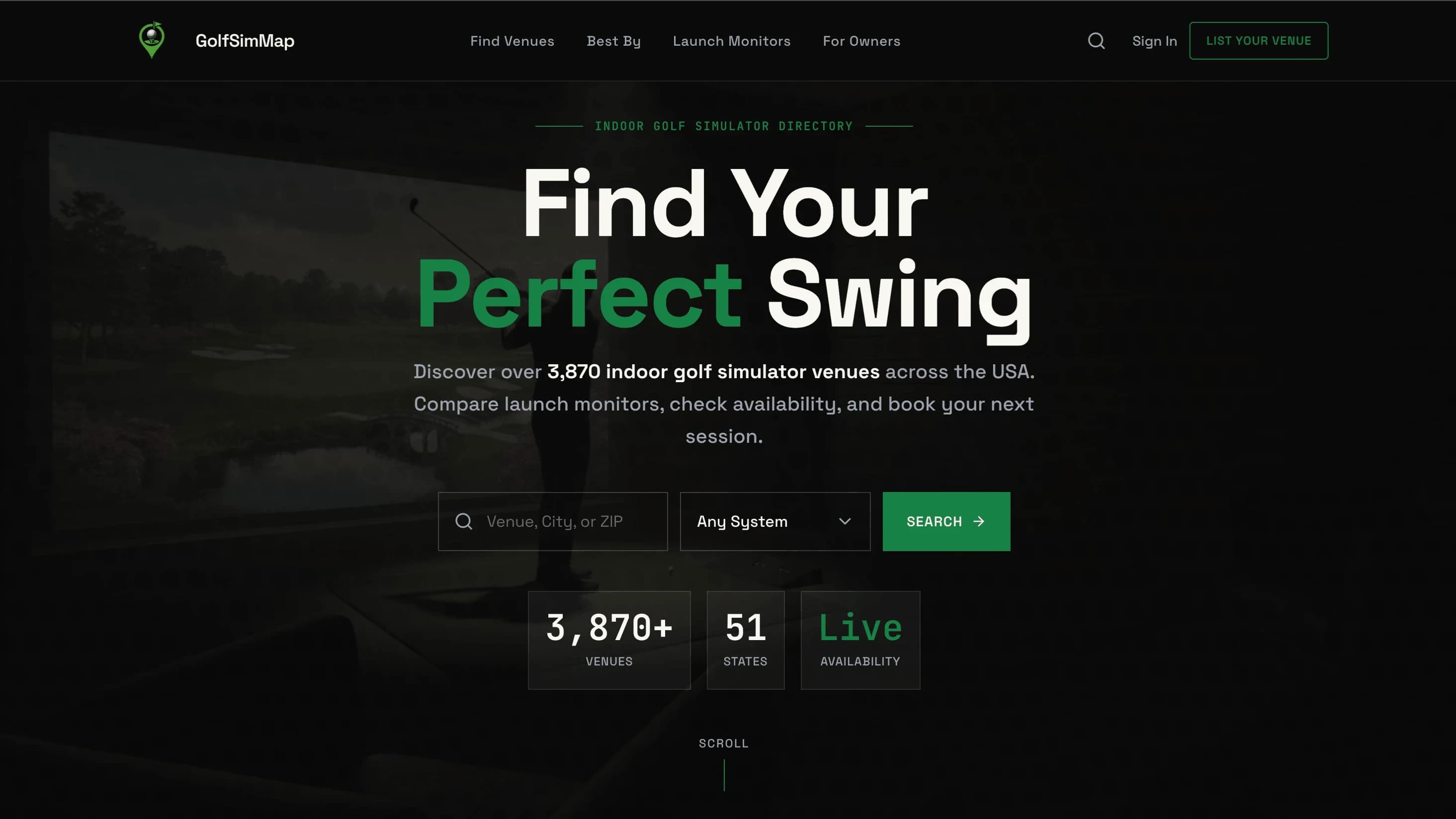 GolfSimMap website preview