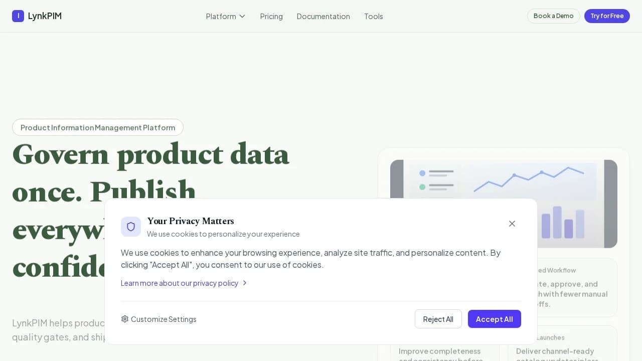 LynkPIM website preview