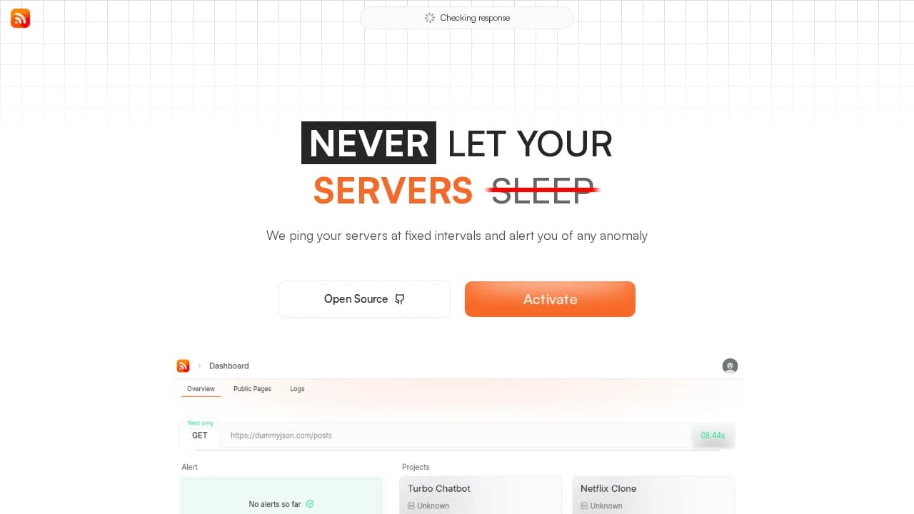 LazyPing website preview