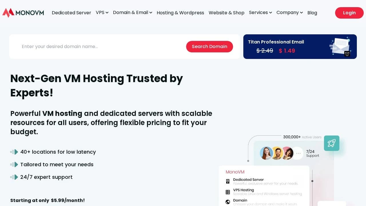 MonoVM VPS Hosting website preview