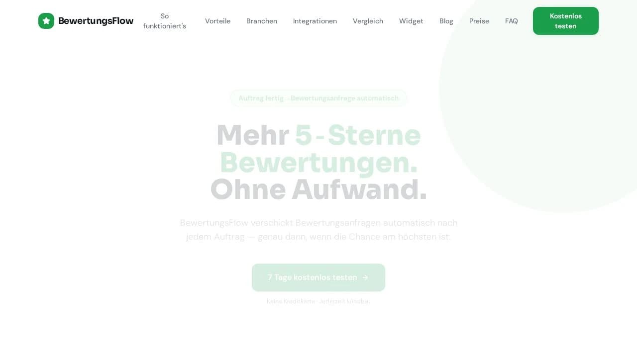 Bewertungsflow website preview
