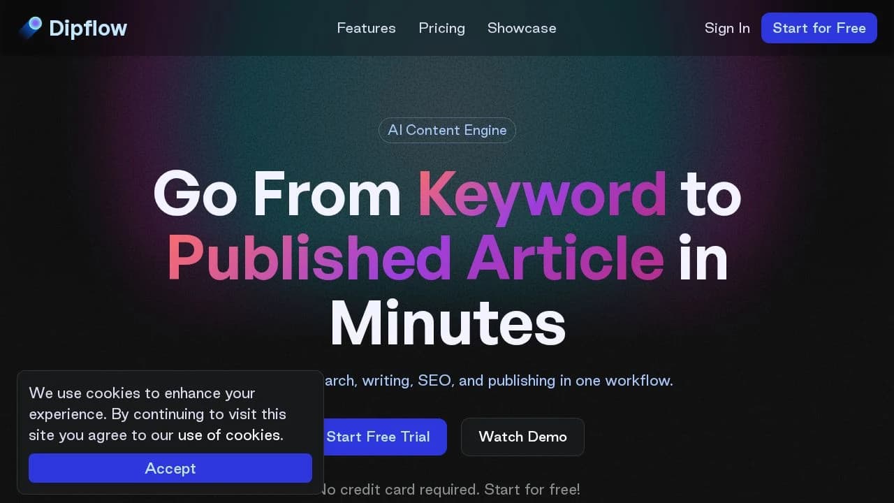 Dipflow website preview