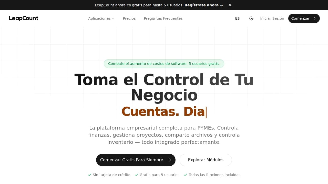 LeapCount website preview