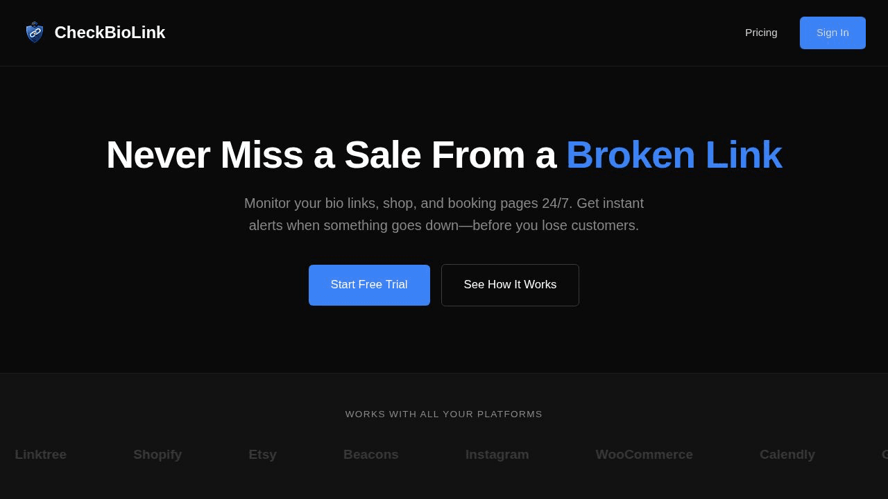 CheckBioLink website preview