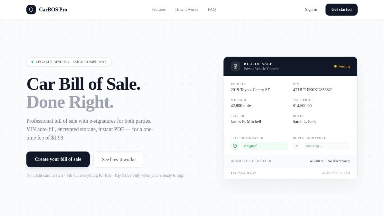 CarBOS Pro website preview