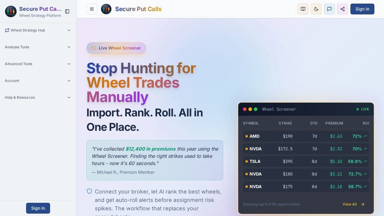 Secureputcalls website preview