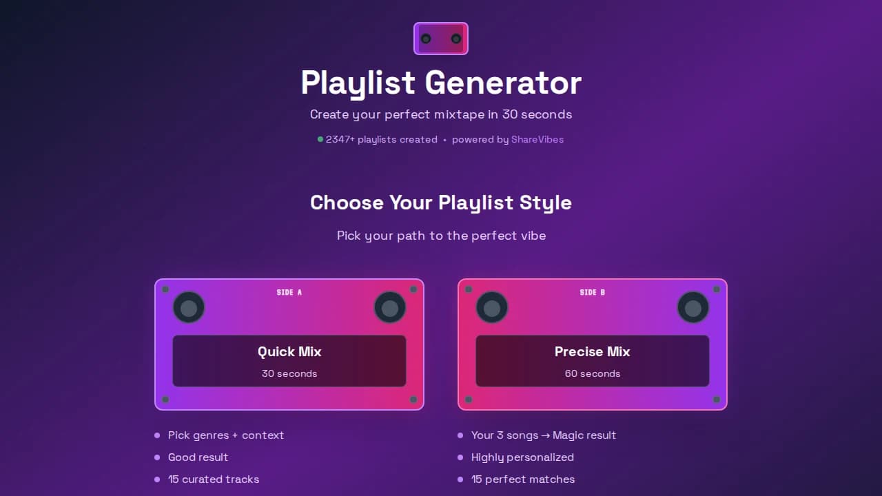 Playlistgen website preview