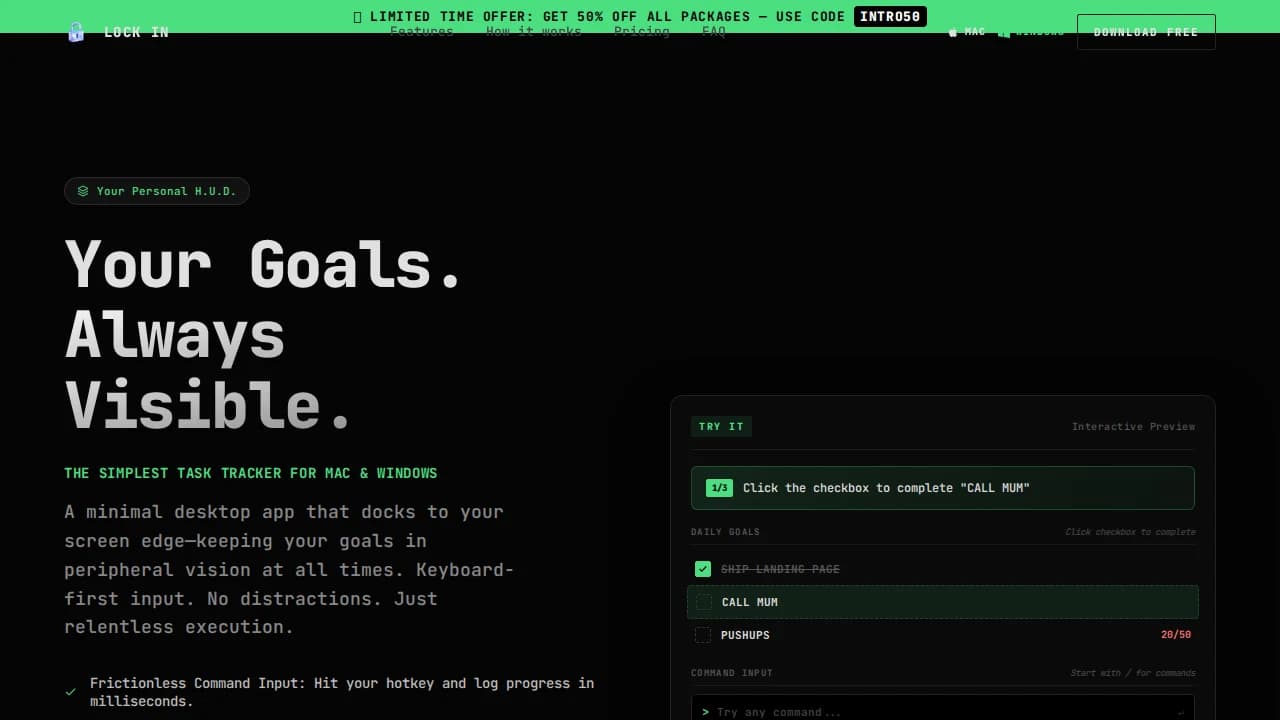 LOCK IN website preview