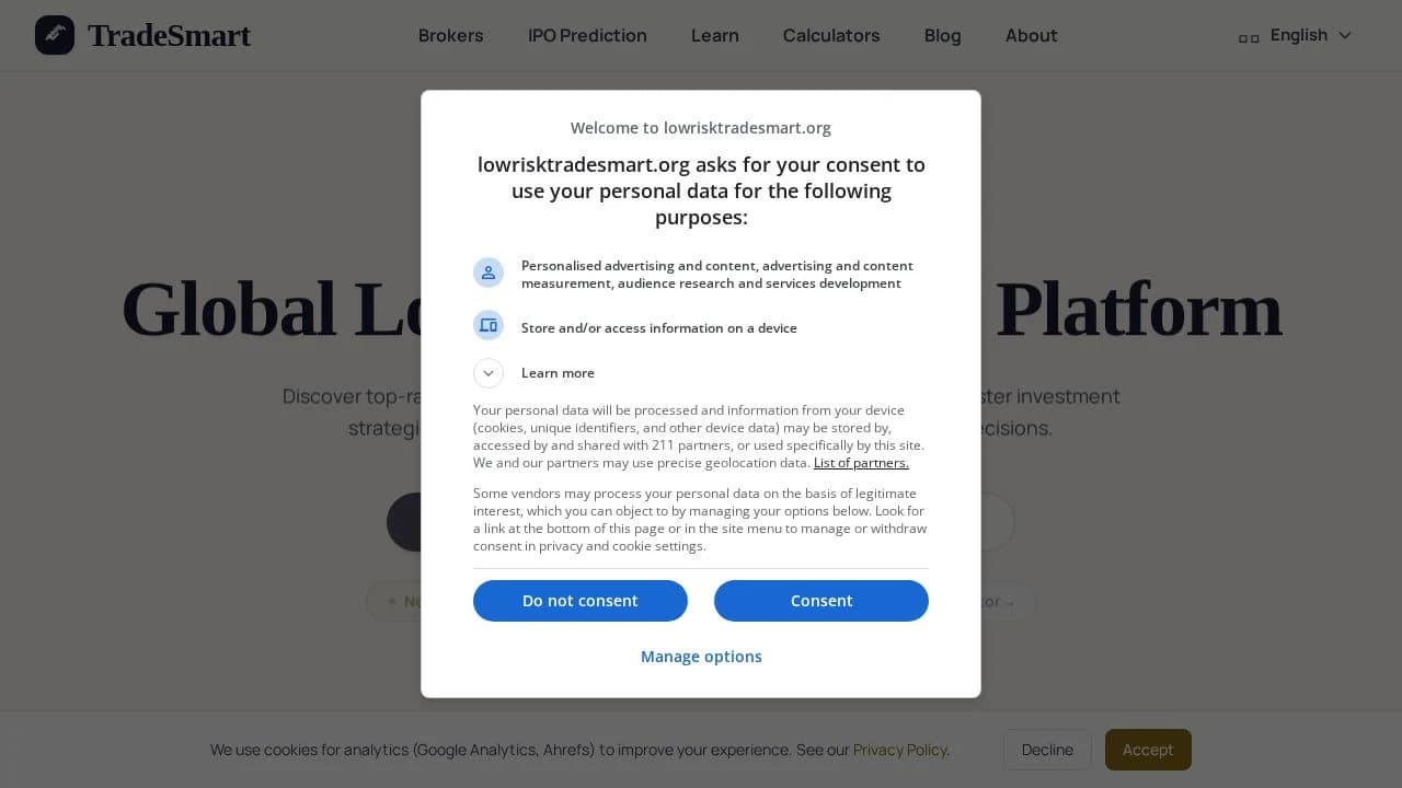 LowRiskTradeSmart website preview