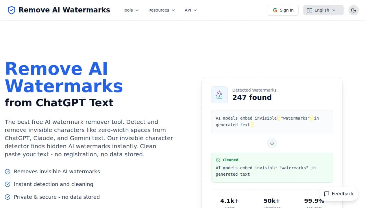GPT Watermark Remover website preview