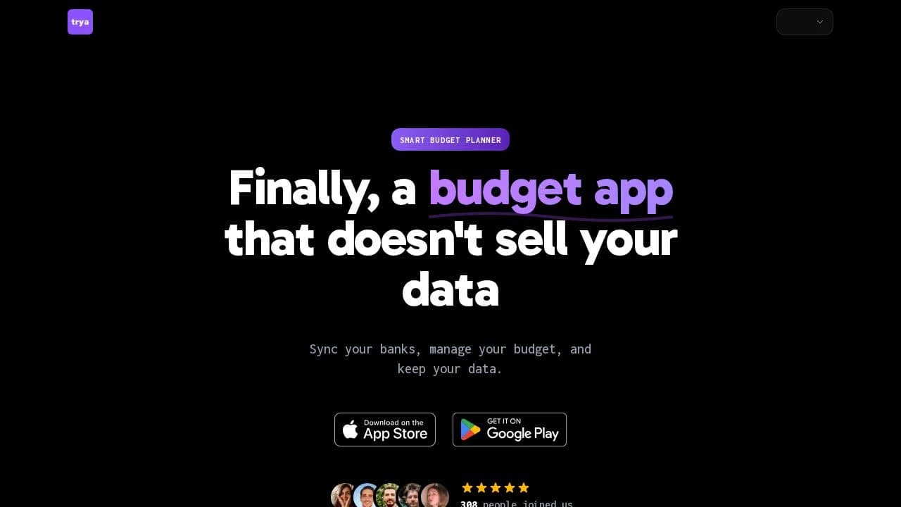 Trya website preview