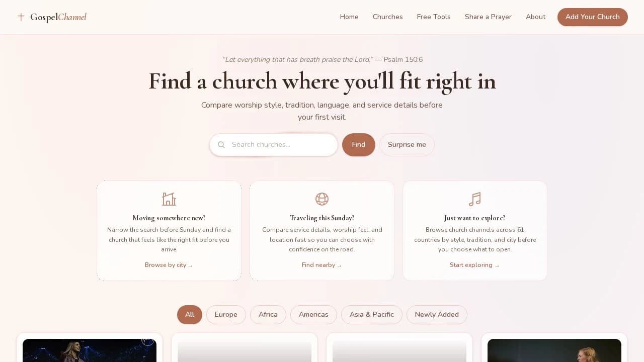 Gospelchannel website preview