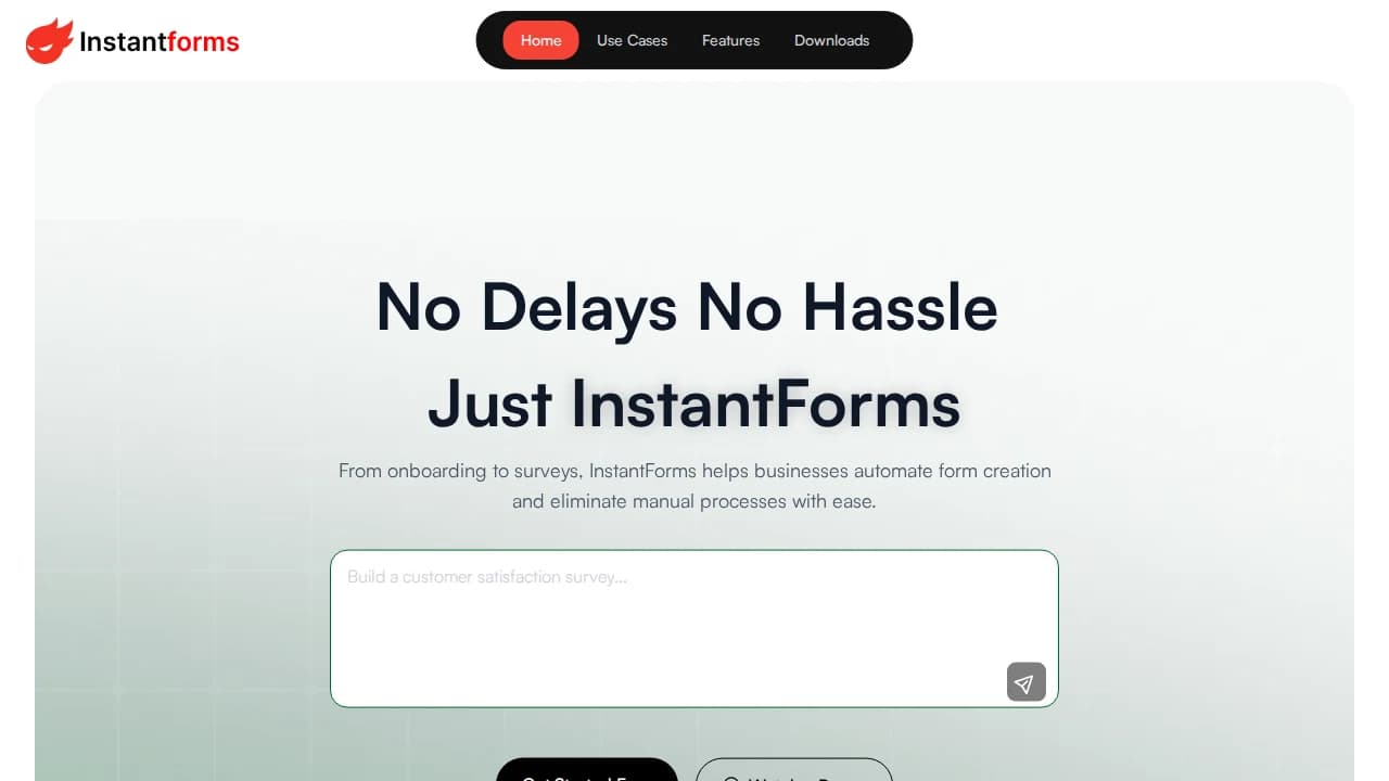 InstantForms website preview
