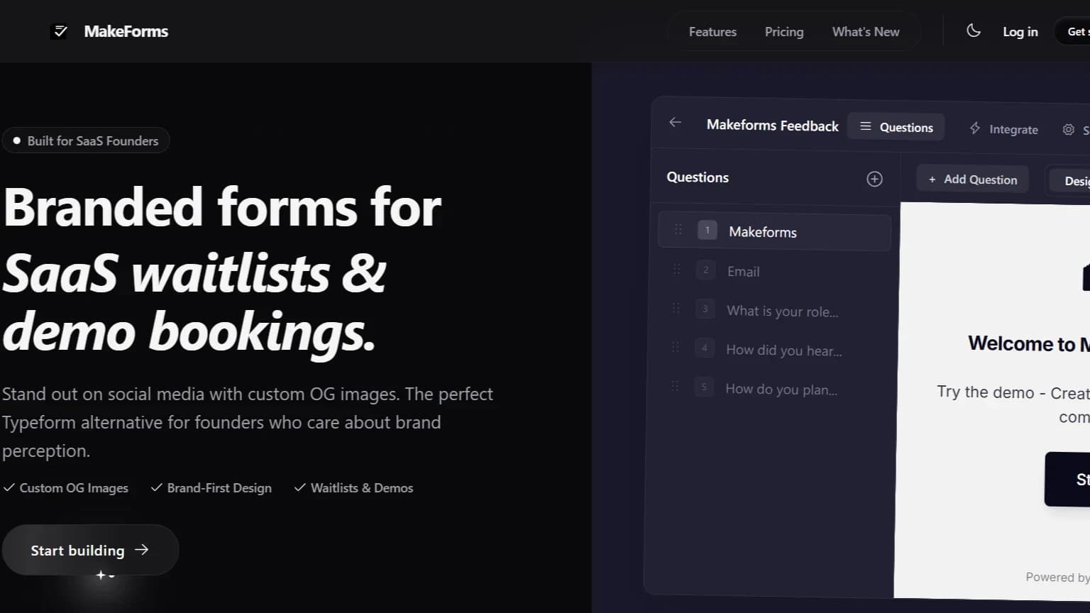 MakeForms website preview
