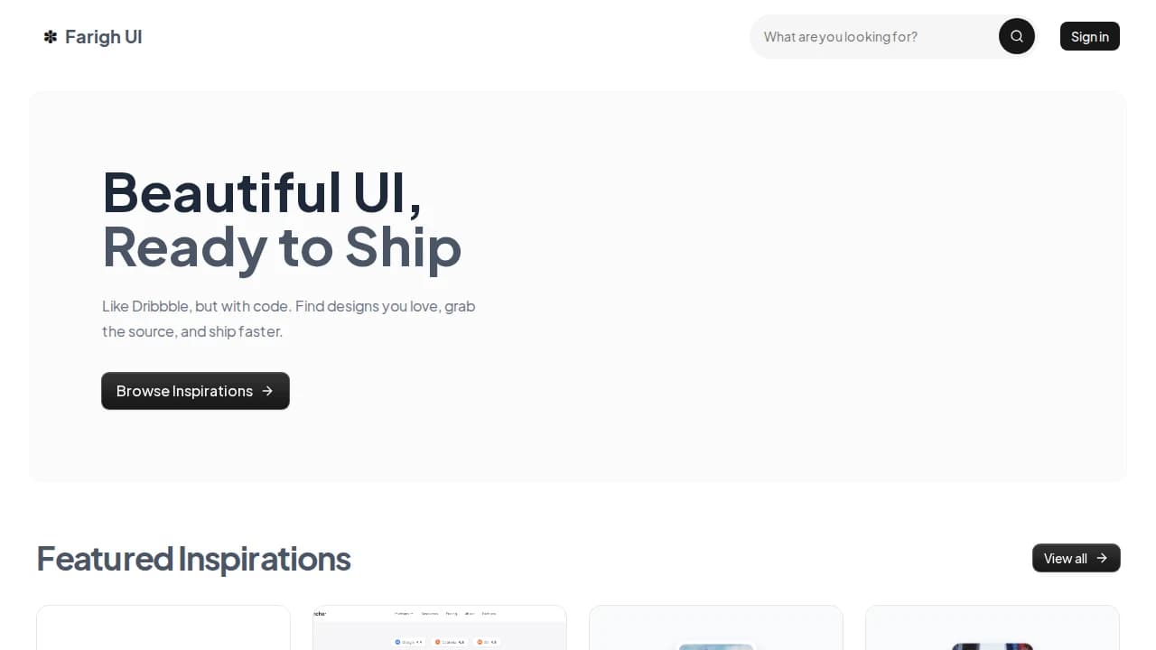 Farigh UI screenshot