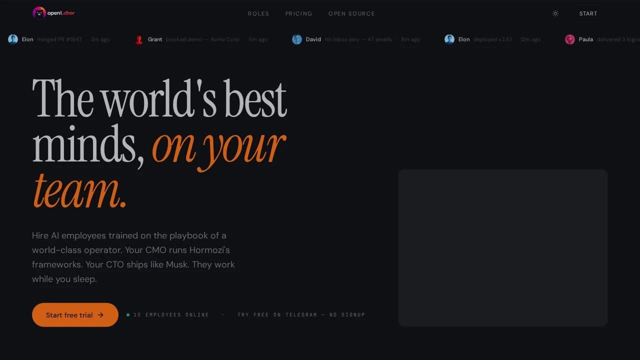 OpenLabor website preview