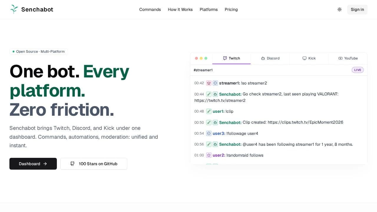 Senchabot website preview