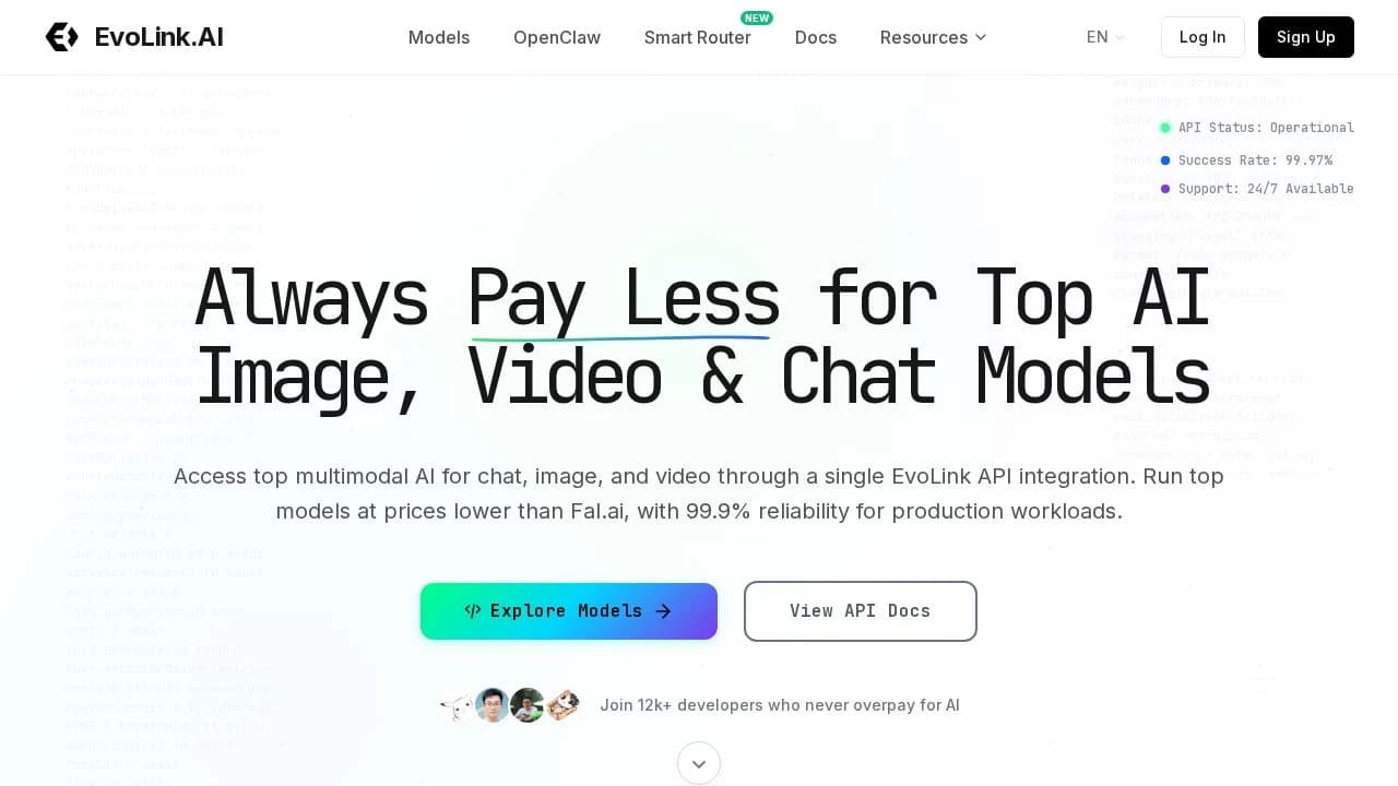 EvoLink website preview