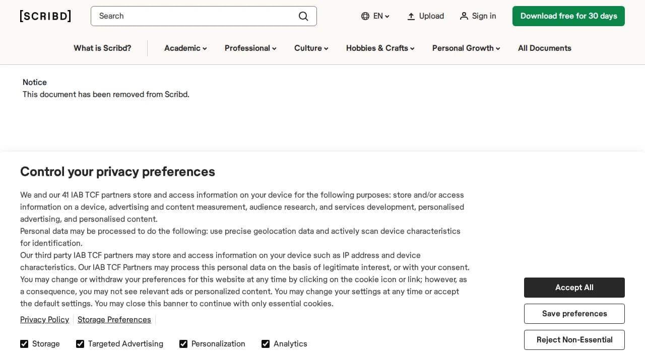Scribd website preview