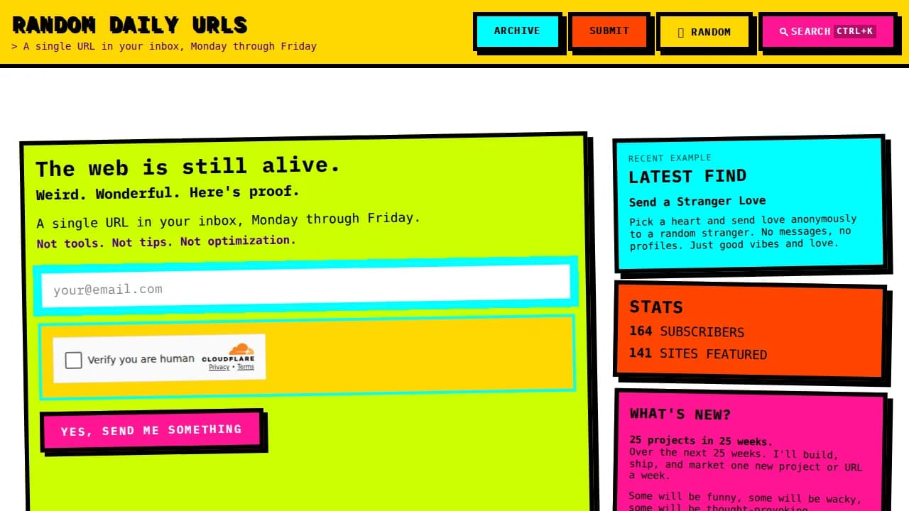 Random Daily URLs website preview