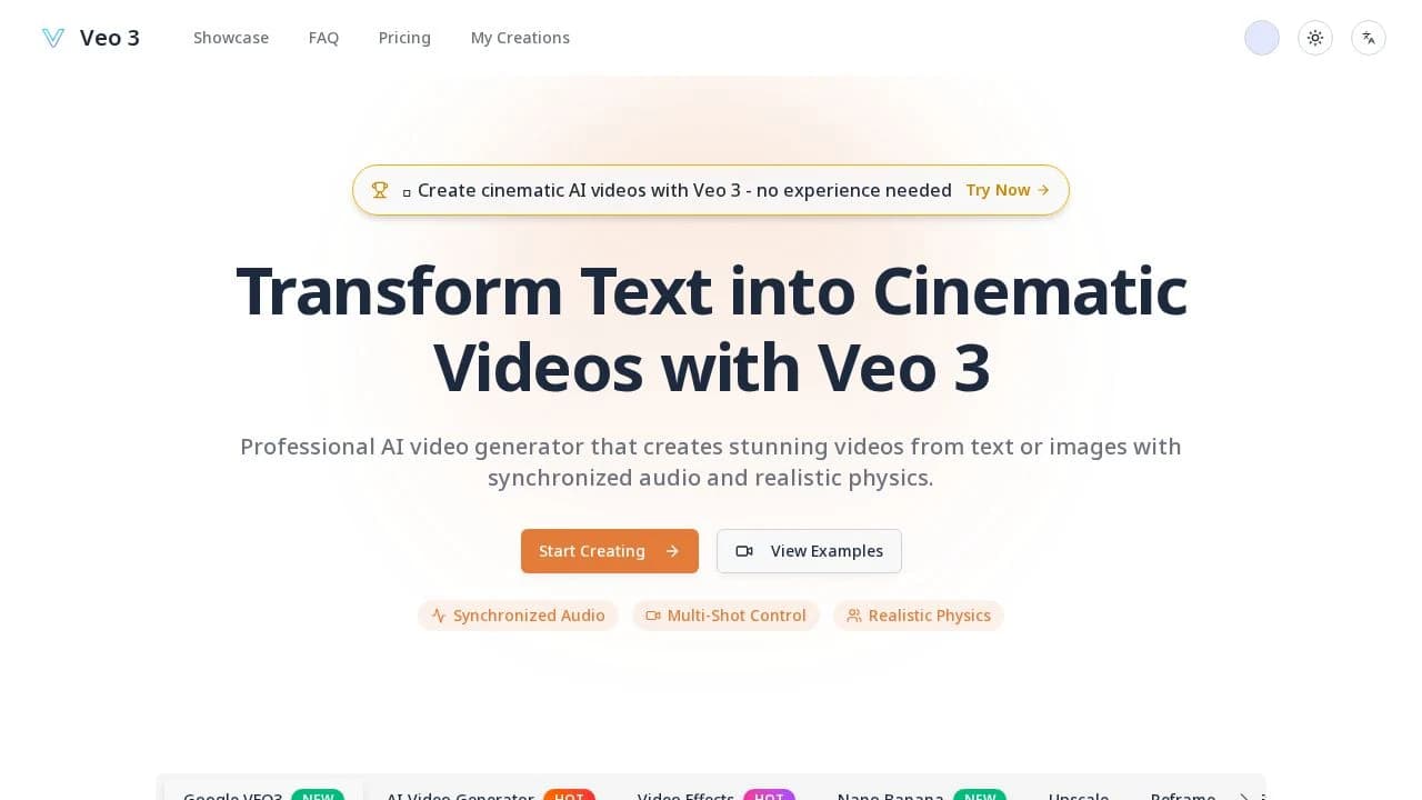 Veo 3 - Professional AI Video website preview