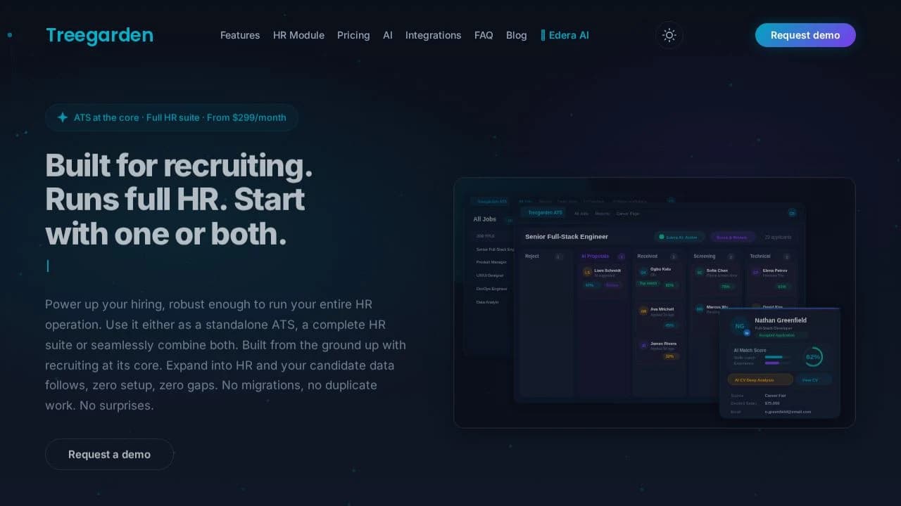 Treegarden ATS + HR website preview